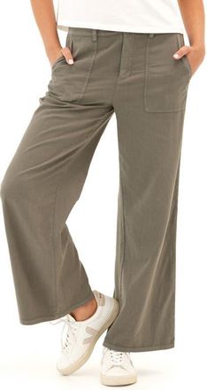 Threads 4 Thought Pamela Stretch Twill Wide Leg Pants in Artichoke at Nordstrom, Size X-Small