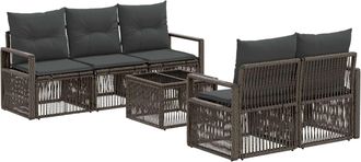 vidaXL Conjunto De Sof&aacute;s De Jard&iacute;n 6 Uds. Gris Rat&aacute;n Sint&eacute;tico Vidaxl