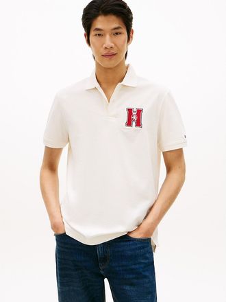Tommy Hilfiger Mens Regular Fit Varsity Patch Polo - White - XXL