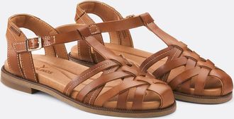 Pikolinos Valencia leren platte slingback sandalen