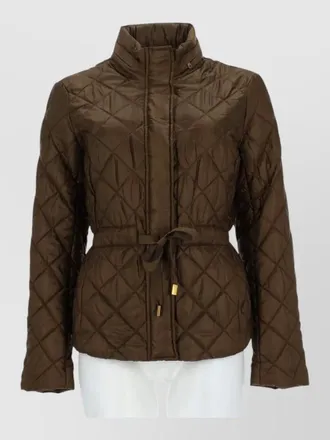 Michael Kors jacket high collar adjustable waist tie quilting