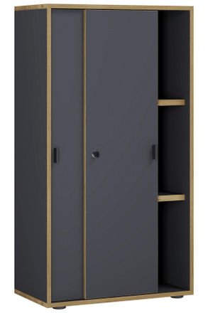 MID.YOU Mid.you Aktenschrank, Anthrazit, Honigeiche, Holzwerkstoff, 2 F&auml;cher, 60x110x37 cm, abschlie&szlig;bar, B&uuml;rom&ouml;bel, B&uuml;roschr&auml;nke, Aktenschr&auml;nke
