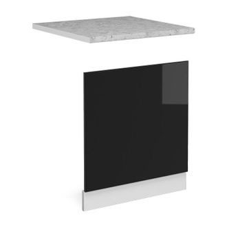 Vicco Panel Frontal R-line, Negro Brillo Intenso, 60 Cm, Et M&aacute;rmol Vicco