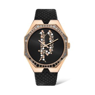 Police Zwarte Leren Quartz Analoge Horloge - Dames - Accessoires - Zwart - Maat: ONE Size