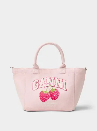 Ganni Womens Cute raspberries small tote bag