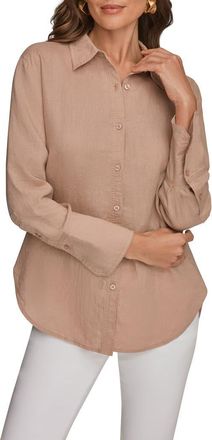 DKNY Linen Button-Up Shirt in Umbria at Nordstrom, Size X-Small