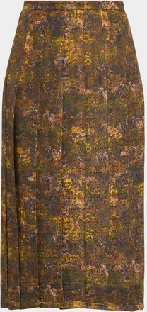 Lafayette 148 New York Pleated Abstract-Print Midi Dress