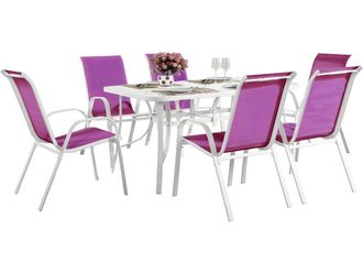 Habitat et Jardin Conjunto De Jard&iacute;n Mesa + 6 Sillas De Textileno c&oacute;rdoba - Fuschia