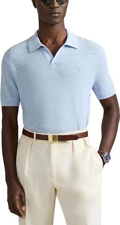 Polo Ralph Lauren Textured Cotton-Linen Sweater Mens Clothing Office Blue/Deckwash White : 2XL, Cotton/Linen