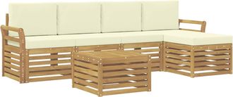 vidaXL Conjunto De Sof&aacute;s De Exterior 6 Uds. Blanco Y Crema Poli&eacute;ster Vidaxl
