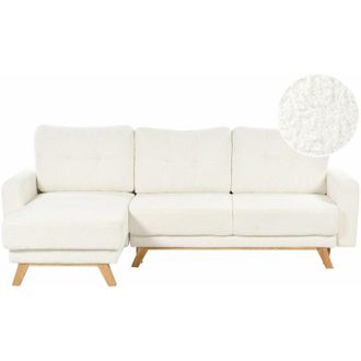 Beliani Beliani - Divano angolare 3 posti destro boucl&egrave; Funzione Sleeper estraibile Schienale imbottito Bianco Siro