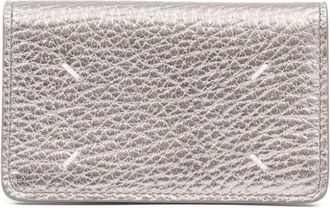 Maison Margiela Four Stitches leather card holder - unisex - Calf Leather - One Size - Silver