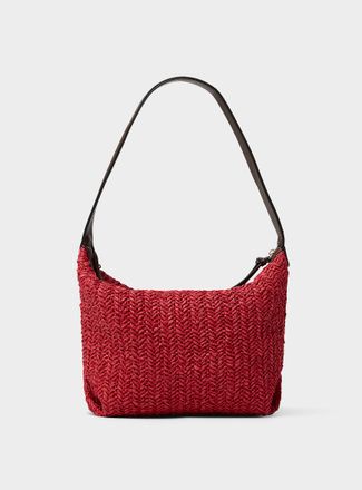 Simons Womens Folded corner braided straw shoulder bag