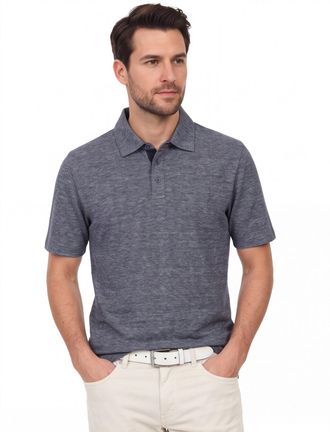 Casamoda Casa Moda polo donkerblauw melange gem&ecirc;leerd