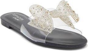 Top Moda Peach Bow Slide Sandal in Black at Nordstrom Rack, Size 5.5