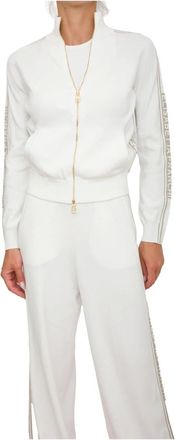 Elisabetta Franchi Hoodies & sweatvesten, Dames, Wit, S, Stijlvolle Gebreide Top voor Vrouwen