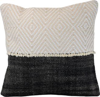 Foreside Home And Garden Diamond Pattern Handwoven Outdoor Decorative Throw Pillow, 18.1 x 18.1 in Beige at Nordstrom, Size Medium