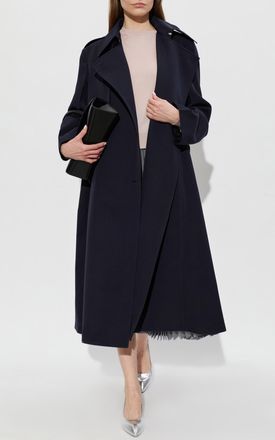 Jil Sander Wool Trench Coat, Womens, Navy Blue