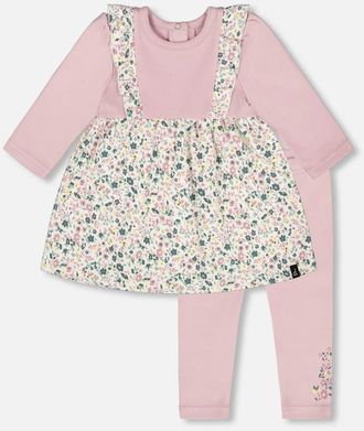 Deux par Deux Organic Cotton Bi-Material Tunic and Leggings Set in Neutral Purple at Nordstrom, Size 3M