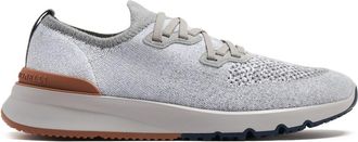 Brunello Cucinelli mélange-effect knitted sneakers - men - Cotton/Elastane/Nylon/Fabric/Rubber - 39 - Grey