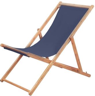 vidaXL Vidaxl - Silla de playa plegable de tela y estructura de madera azul