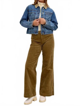 Judy Blue High Waist Corduroy Retro Wide Leg Bottoms In Olive