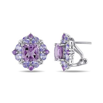 Amour 5 7/8 CT TGW Amethyst and Tanzanite Earrings In Sterling Silver