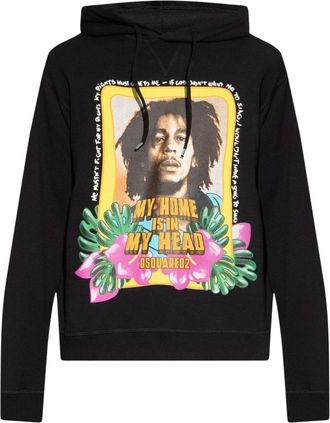 Dsquared2 Unisex Mens Bob Marley Hoodie (Black) Cotton - Size X-Large