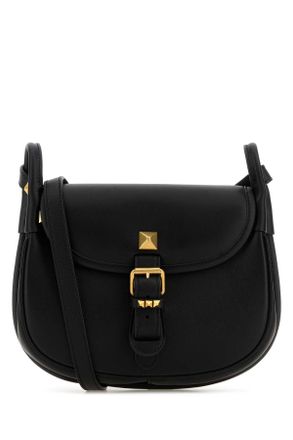 Valentino Garavani Black Leather Flaneuse Crossbody Bag