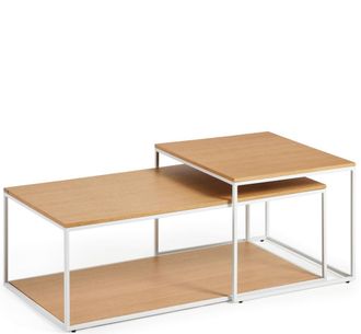 K Home Design Couchtisch Set Xoanny, Eiche Natur/Weiss