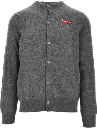 Comme Des Gar&ccedil;ons Hearts patches wool cardigan Man XL