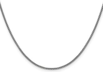 Diamond2Deal 14K White Gold 1.5mm Semi-Solid Round Box Chain Necklace