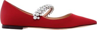 Jimmy Choo London Baily Satin Pointed-Toe Ballerina Flats, Brand Size 34.5 ( US Size 4.5 )