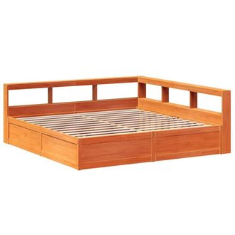 Berkfield Home Decorative Bookcase Bed without Mattress Wax Brown 200x200cm Soli | Size: 200x200 cm