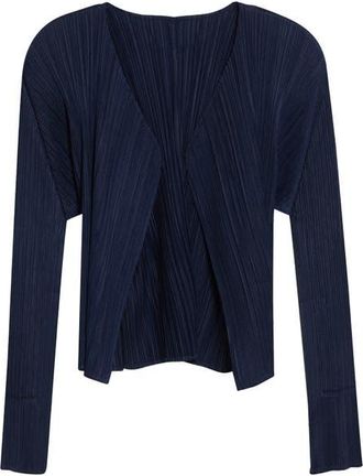 Pleats Please Issey Miyake New Colorful Basics 4 Pleated Cardigan in Navy at Nordstrom, Size 5