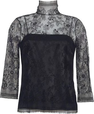 Adam Lippes Top in pizzo a fiori - Nero