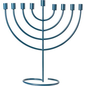 Beliani Candelabro Para 9 Velas Decoraci&oacute;n Minimalista Azul Amora