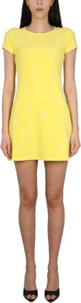 Dsquared2 Yellow Textured Round Neck Mini Dress