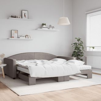 vidaXL Vidaxl - Sof&aacute; Cama Nido Con Colch&oacute;n Tela Gris Taupe 100x200 Cm