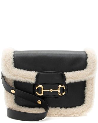 Gucci Black Shearling & Leather Horsebit 1955 Small Bag (Authentic Pre-Loved)