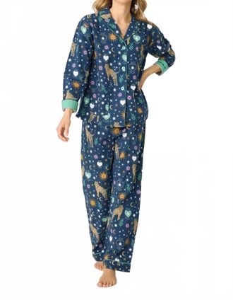 PJ Salvage Tiger Star Print 3 Piece Matching Flannel Set In Navy