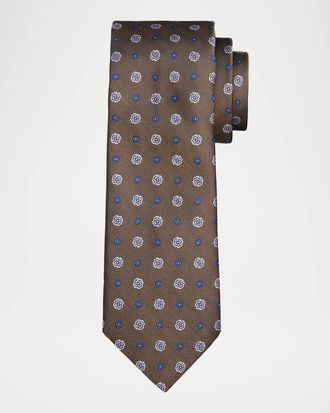 Canali Men & apos;s Floral Medallion Silk Tie