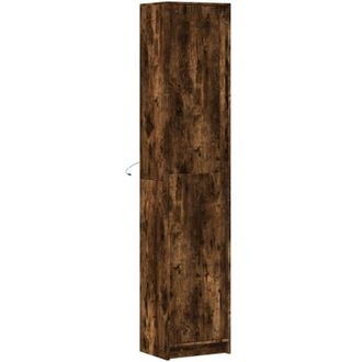 vidaXL Vidaxl - Aparador Led Madera Ingenier&iacute;a Roble Ahumado 41,5x32,5x200 Cm