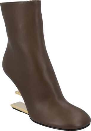 Fendi Womens First Heeled Ankle Boots - Brown Leather - Size EU 37