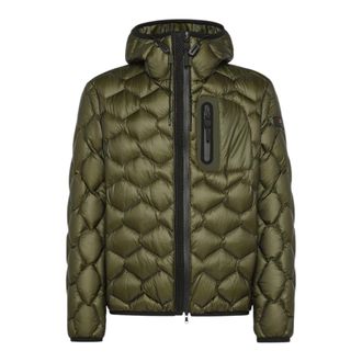Peuterey Groene Geometrische Gewatteerde Jas - Heren - Gewatteerde jassen - Groen - S - Nylon - Jassen