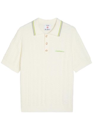 Casablanca Casablanca Tennis Boucl&eacute; Polo Shirt - Off White - XL