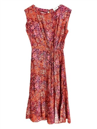 4Our Dreamers Womens Floral Rayon High Slit Sun Dress In Red