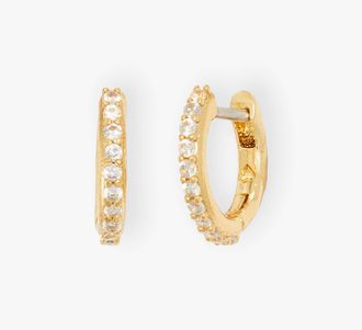 Kate Spade New York Womens Tiny Twinkles Pav&eacute; Mini Hoop Earrings in Neutral