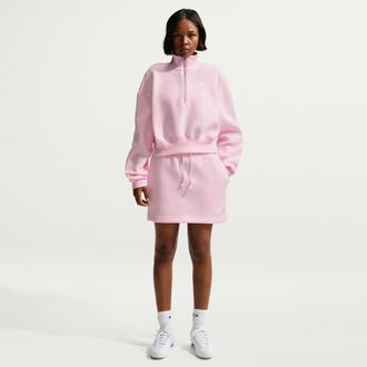 Nike Womens Nike Sportswear Phoenix Fleece High-Waisted Slim Mini Skirt in Pink | IQ1254-663