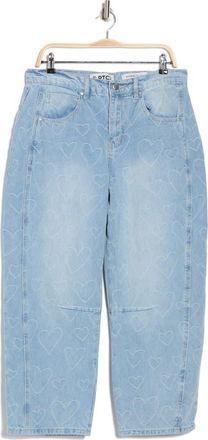 PTCL Heart Jacquard Barrel Leg Jeans in Light Wash at Nordstrom Rack, Size 28